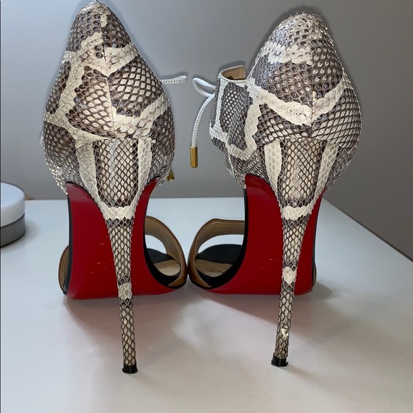 Louboutin snake/leather tie heels - Picture 4 of 5